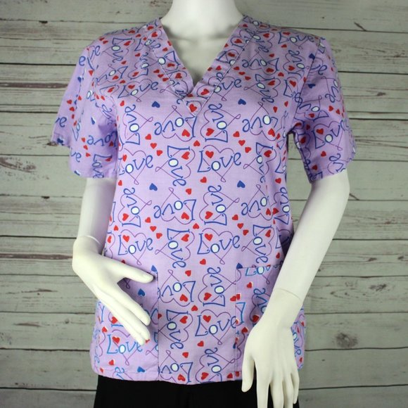 Women's Scrub Top Med Wear Violet size XXS - Picture 1 of 4